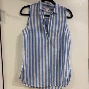 J. Crew Blue and White Striped Sleeveless Blouse